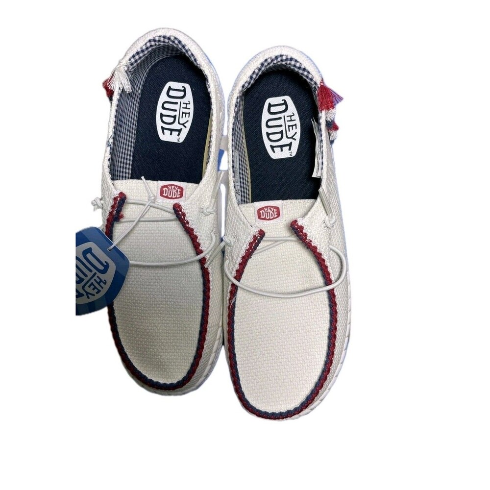 ​Hey Dude Wendy Espadrille Americana Women's Size 11 White Patriotic Shoes NIB